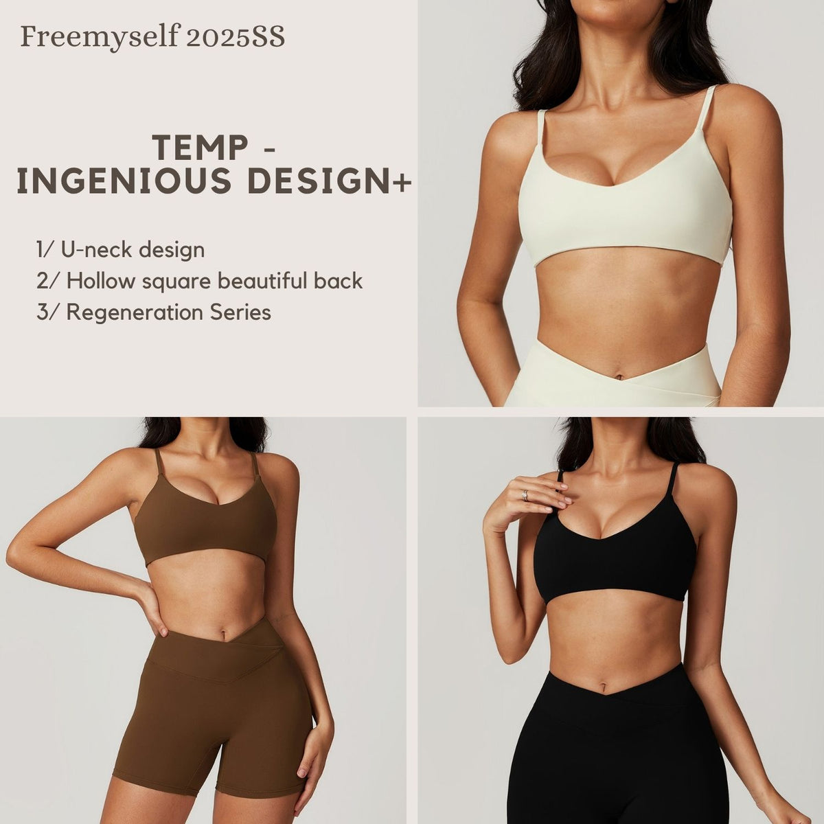 Freemyself recycled Racerback Sports Bra - Women's Quick-Dry Fitness Crop Top with Strappy Back | Yoga, Running, Gym Wear