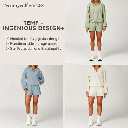 Freemyself Cooling Sunscreen Set UV Protection Quick-Dry Breathable Sunscreen Shirt Running Sports Set