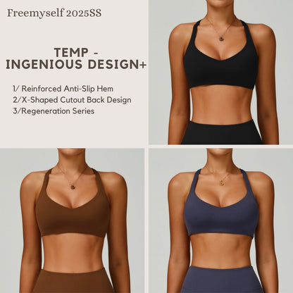 Eco-Friendly Recycled Sports Bra Lace-Up Backless Sports Tank Top for Women High-Intensity Yoga Bra
