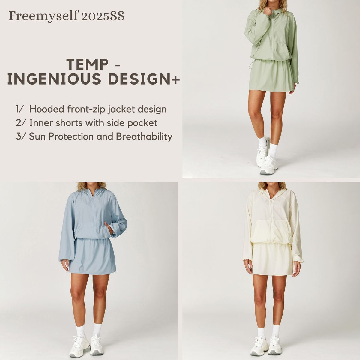 Freemyself Cooling Sunscreen Set UV Protection Quick-Dry Breathable Sunscreen Shirt Running Sports Set