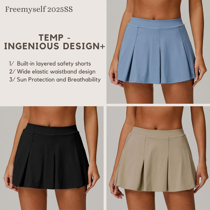 Freemyself Two-Piece Style UV-Protective Sun Skirt Cooling UV-Blocking Skirt with Anti-Exposure Leggings Breathable Tennis Skirt
