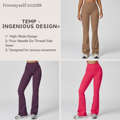 Freemyself Brushed High-Waisted Yoga Pants Tight-Fitting Wide-Leg Bell-Bottom Running Fitness Pants Slightly Flared Leggings
