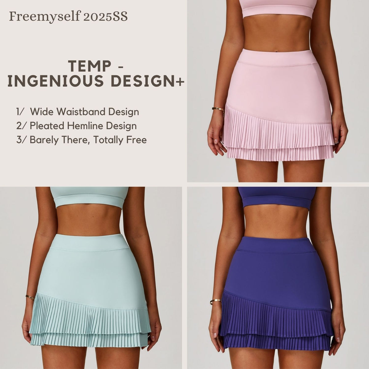 High-Waisted Sports Skirt with Nude-Tone Waistband, Flattering Fit, Pleated Hem, Anti-Exposure Design, Built-in Leggings, Pocket Detail