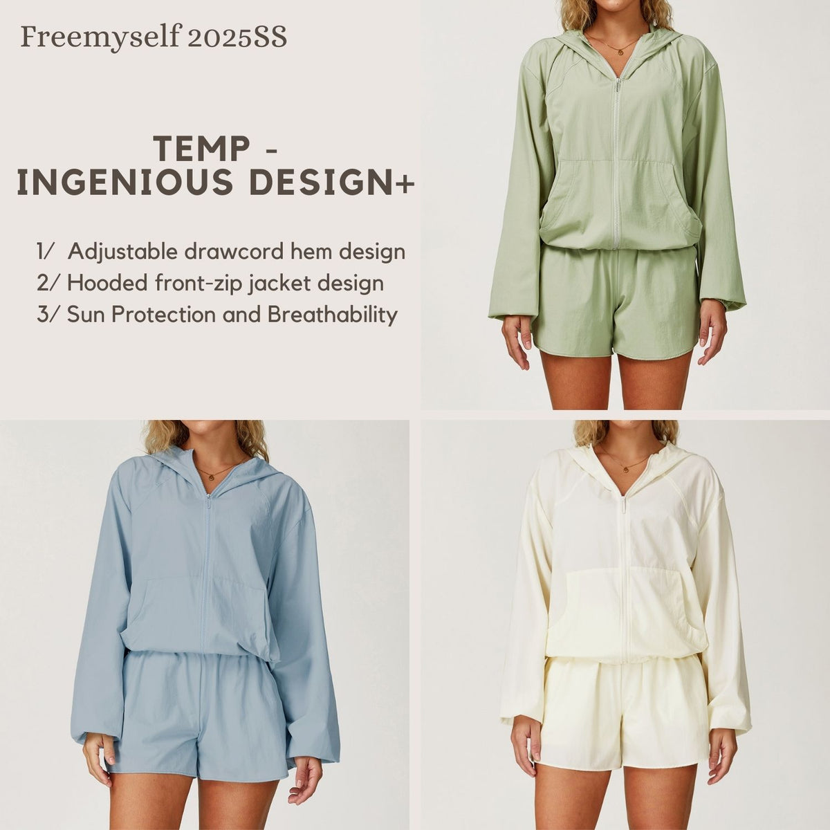 Freemyself Quick-Dry Sports Sunscreen Jacket Cooling, Breathable Hooded Zipper Jacket UV Protection Sunscreen Clothing