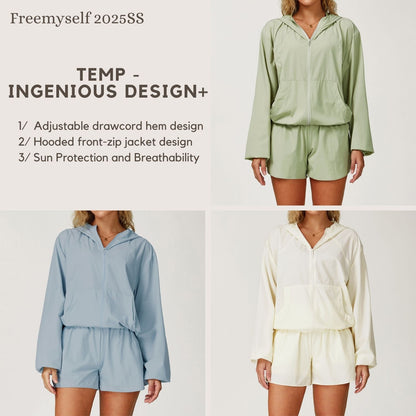 Freemyself Quick-Dry Sports Sunscreen Jacket Cooling, Breathable Hooded Zipper Jacket UV Protection Sunscreen Clothing