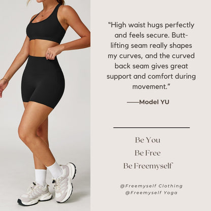 Freemyself Bare-Skin Yoga Shorts for Women High-Waisted Quick-Dry Tight-Fitting Slimming Shorts Running Sports Fitness Pants