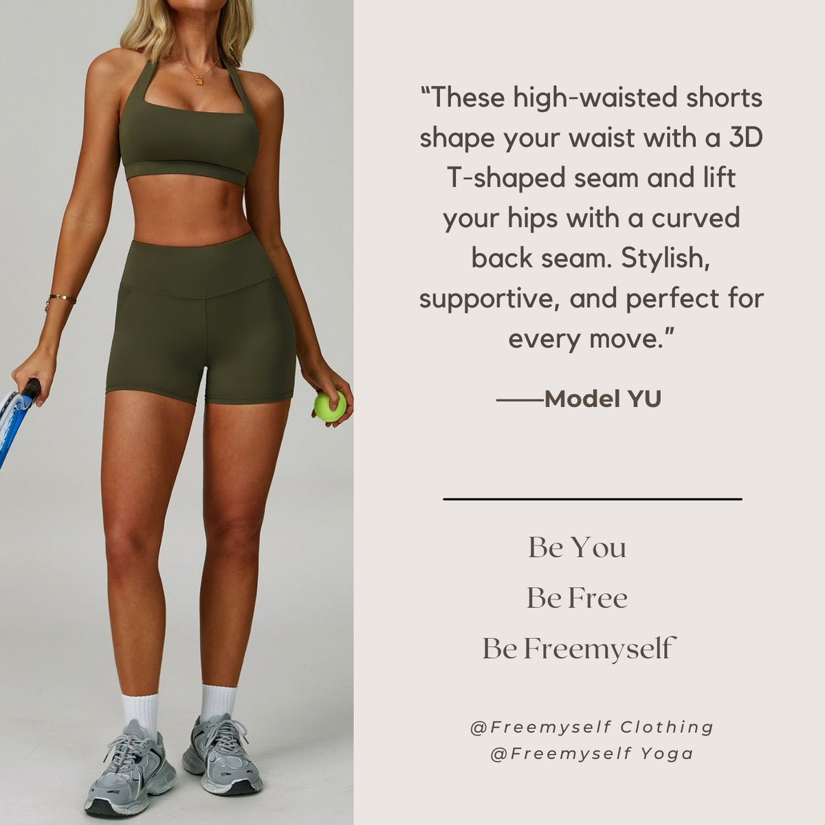 Freemyself Cloud-Feel High-Waisted Yoga Shorts Quick-Dry Butt-Lifting Tummy-Control Shorts Outdoor Running Fitness Shorts