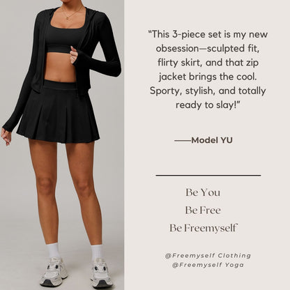 Freemyself UV-Protective Running Set Breathable, Quick-Dry, Cool-Touch Sun Protection Three-Piece Set
