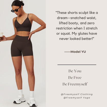 Freemyself Seamless High-Waisted Yoga Shorts Summer Women's Tight-Fitting Butt-Lifting Sports Running Quick-Dry Fitness Pants