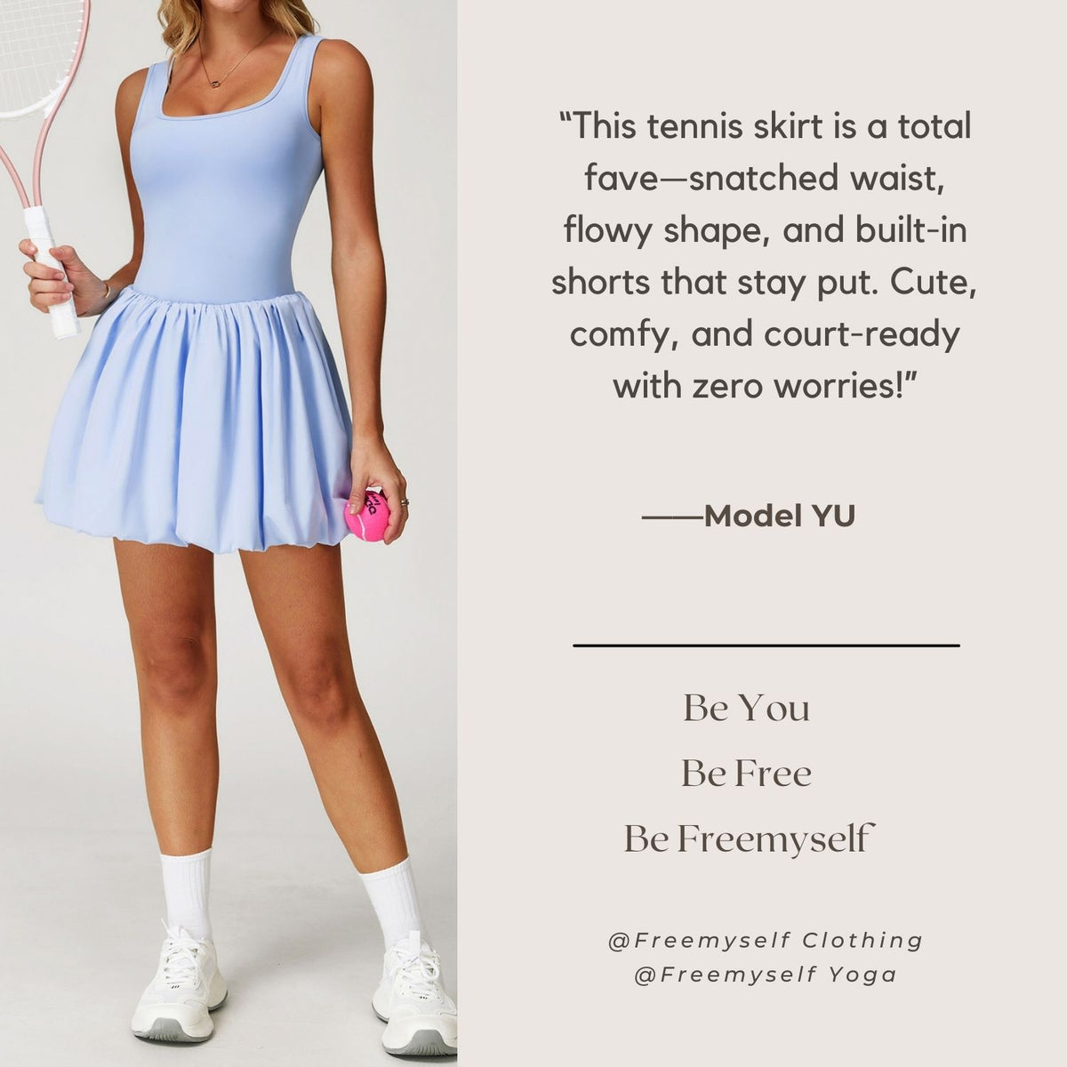 Freemyself Naked-Feel Two-Piece Sports Dress for Women Anti-Exposure Underlayer Outdoor Running Fitness Tennis Skirt