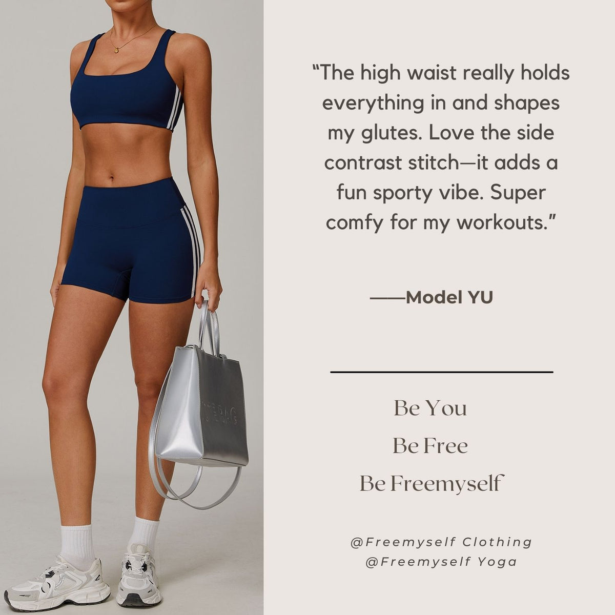 Freemyself Naked-Feel Contrast-Color Yoga Shorts Peach-Tone Tight-Fitting Butt-Lifting Shorts Women's Outerwear Sports Fitness Pants