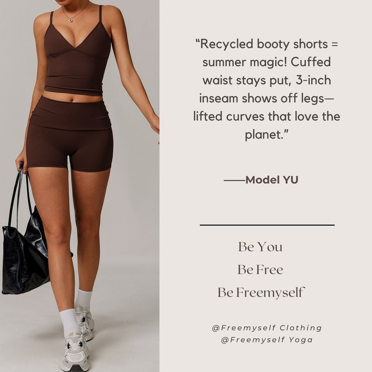 Freemyself recycled Yoga Shorts - Women's Fold-Over High-Waist with Lifting Fit | Quick-Dry Running & Gym