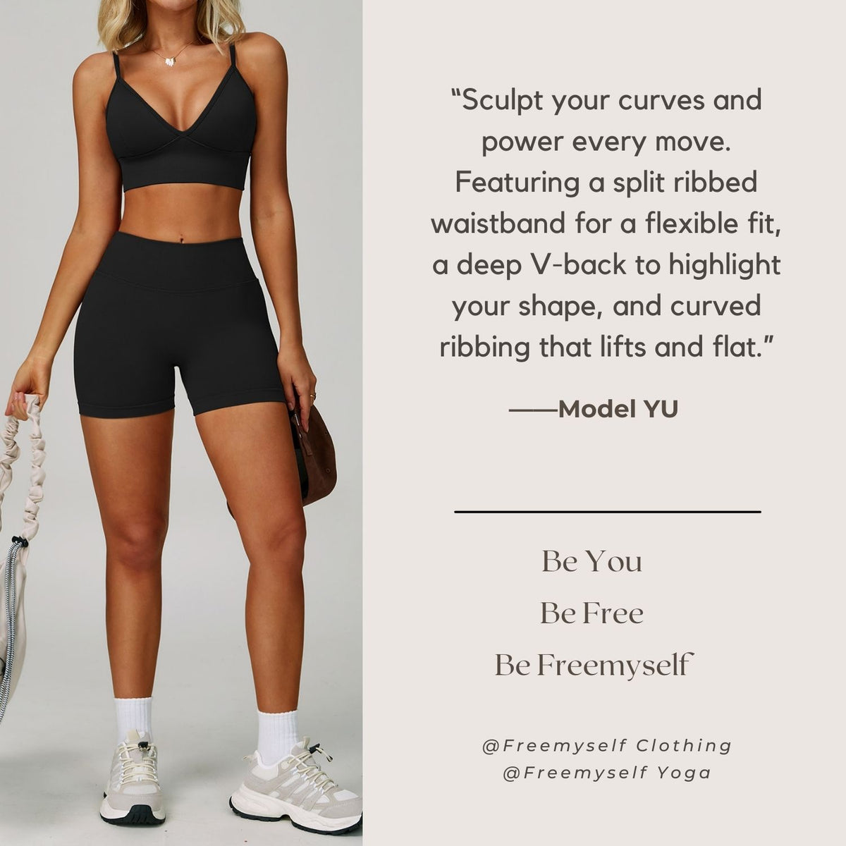 Freemyself Seamless Knit Yoga Shorts for Women with V-Shaped Waistband Outerwear Running Sports Quick-Dry Fitness Pants