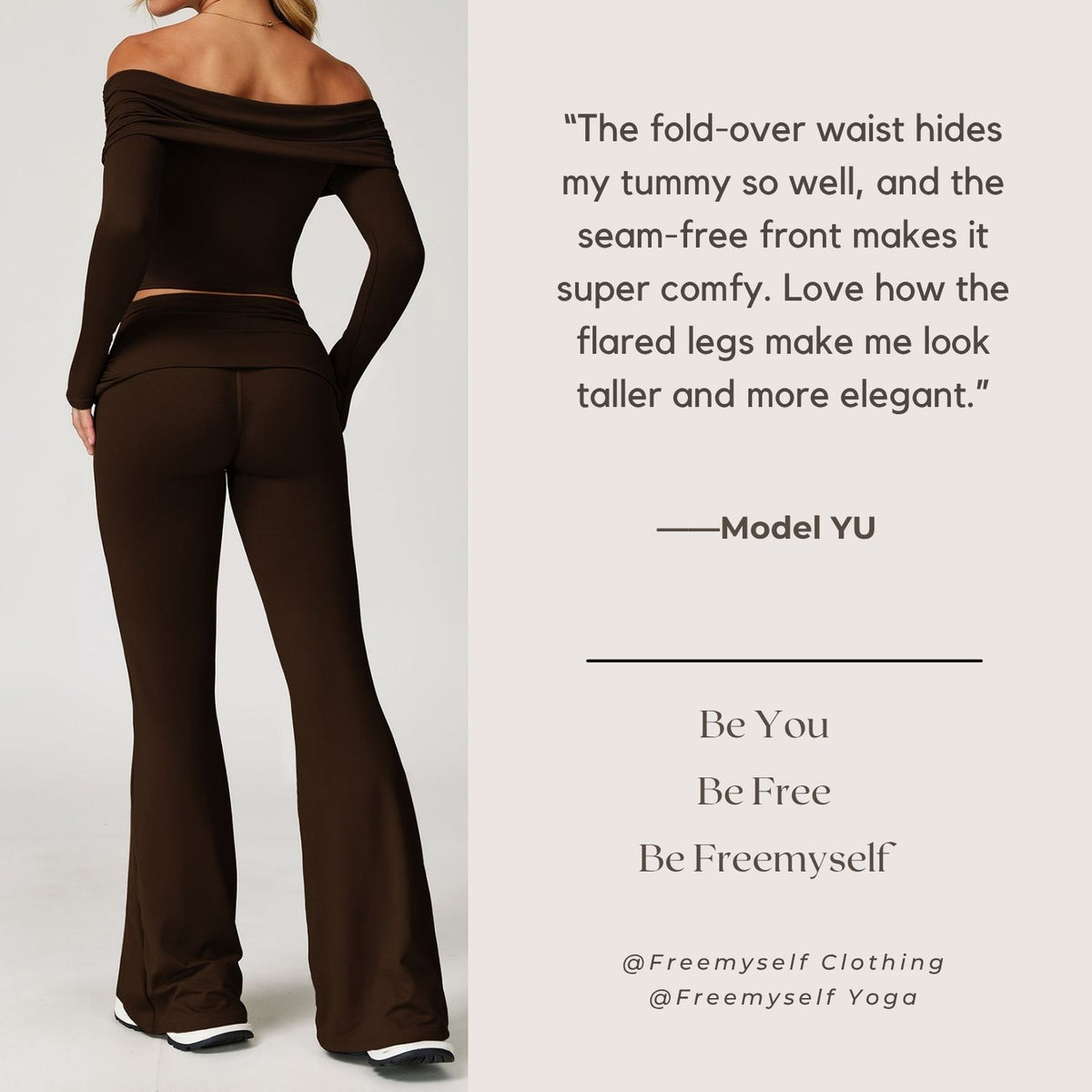 High-Waisted Running Leggings with Folded Hem Versatile Bell-Bottom Yoga Pants