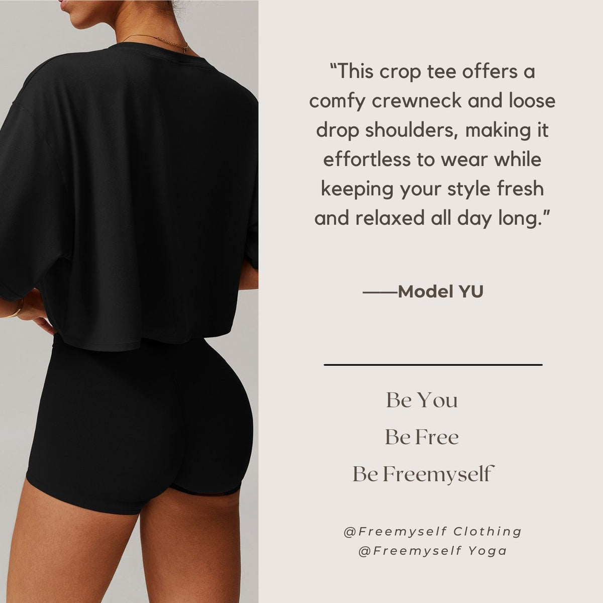 Freemyself Brushed-Back Short-Sleeve Sports Top Comfortable Crew Neck Cropped T-Shirt Fitness Running Yoga Wear