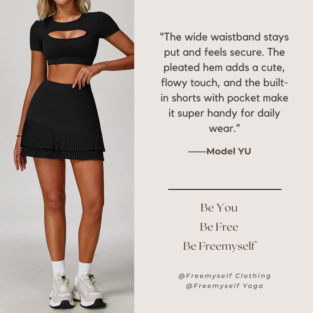 High-Waisted Sports Skirt with Nude-Tone Waistband, Flattering Fit, Pleated Hem, Anti-Exposure Design, Built-in Leggings, Pocket Detail