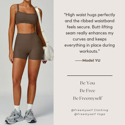 Freemyself Threaded Yoga Shorts - High-Waisted, Butt-Lifting, High-Intensity Workout Clothing for Outdoor Running