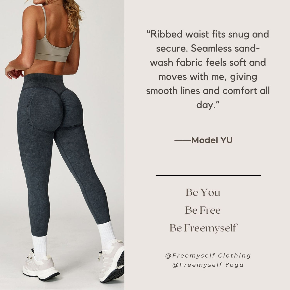 Freemyself Seamless Sandwashed Yoga Pants High-Waisted Butt-Lifting Leggings Running, Fitness, Yoga Long Pants