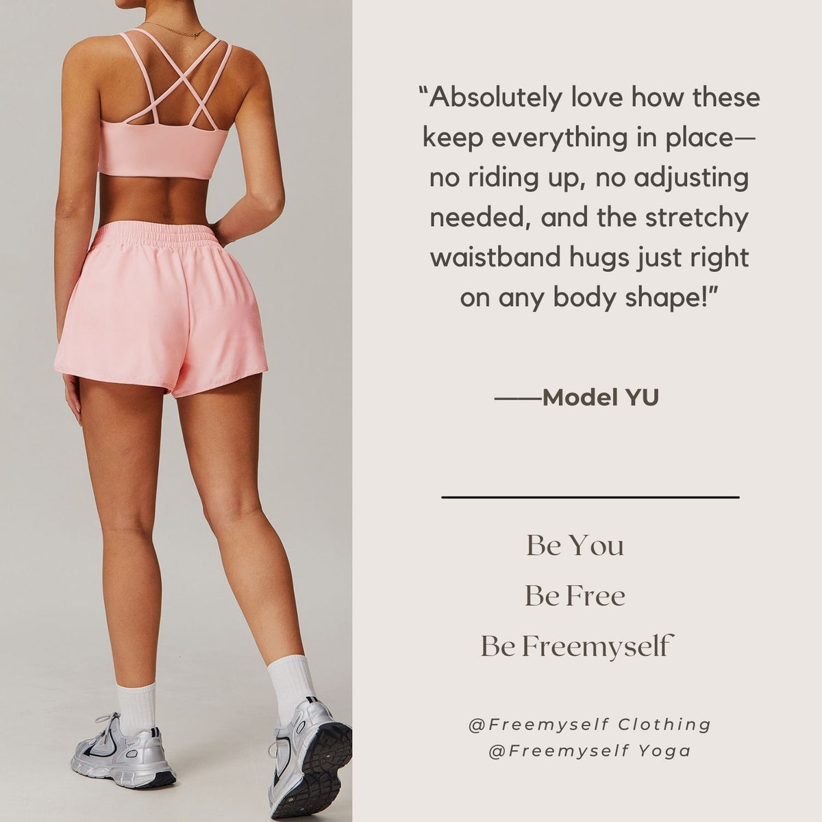 Freemyself Bare-Skin Quick-Dry Yoga Shorts Faux Two-Piece Athletic Butt-Lifting Shorts Running Fitness Yoga Pants