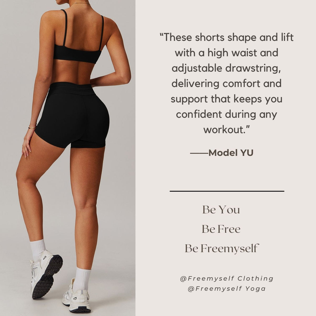 Freemyself Cloud-Feel Butt-Lifting Yoga Shorts High-Waisted Tummy-Control Fitness Pants Women's Breathable Tight-Fitting Athletic Shorts