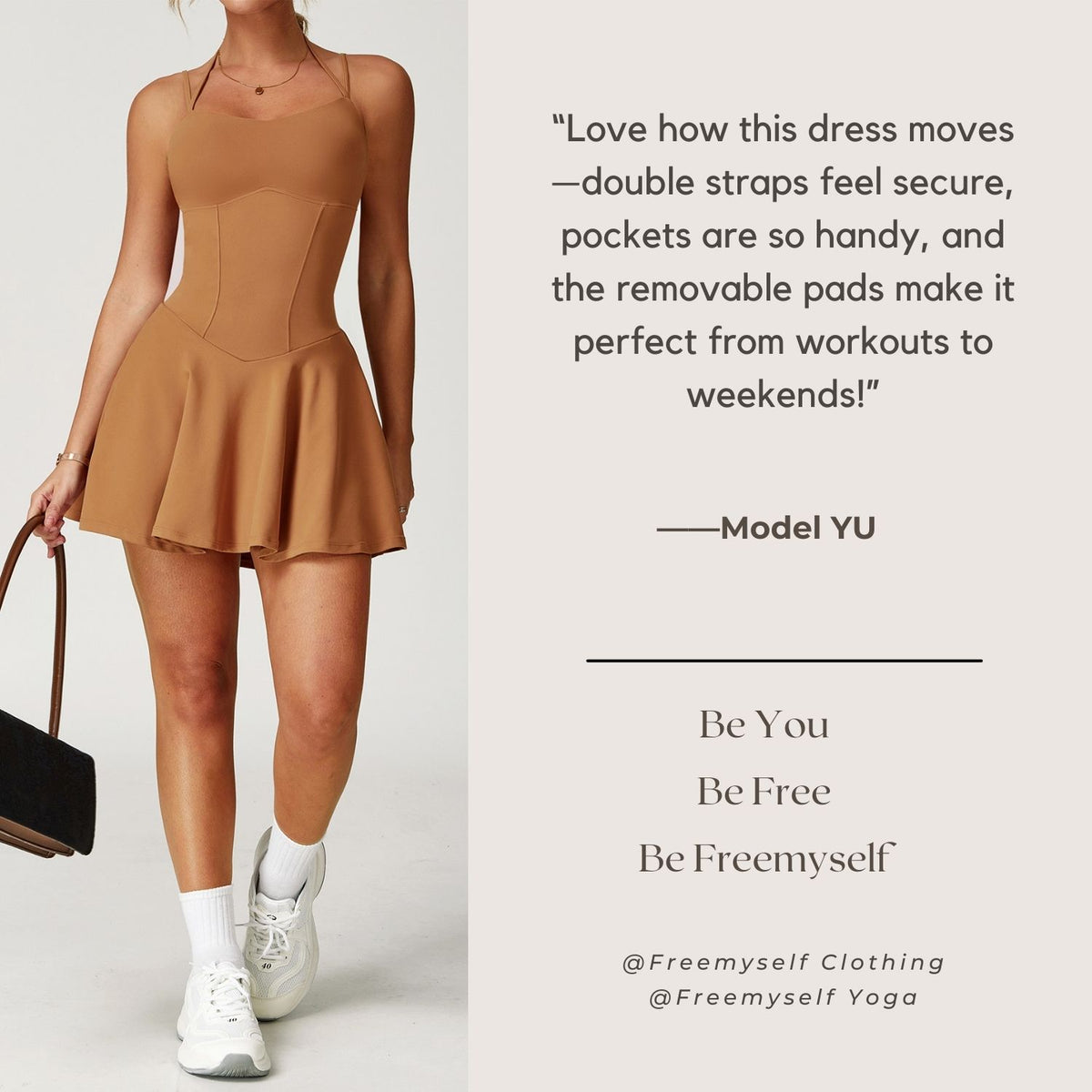 Freemyself Strapless Dress for Women with Pockets, Anti-Exposure A-Line Short Skirt for Running, Sports, and Tennis