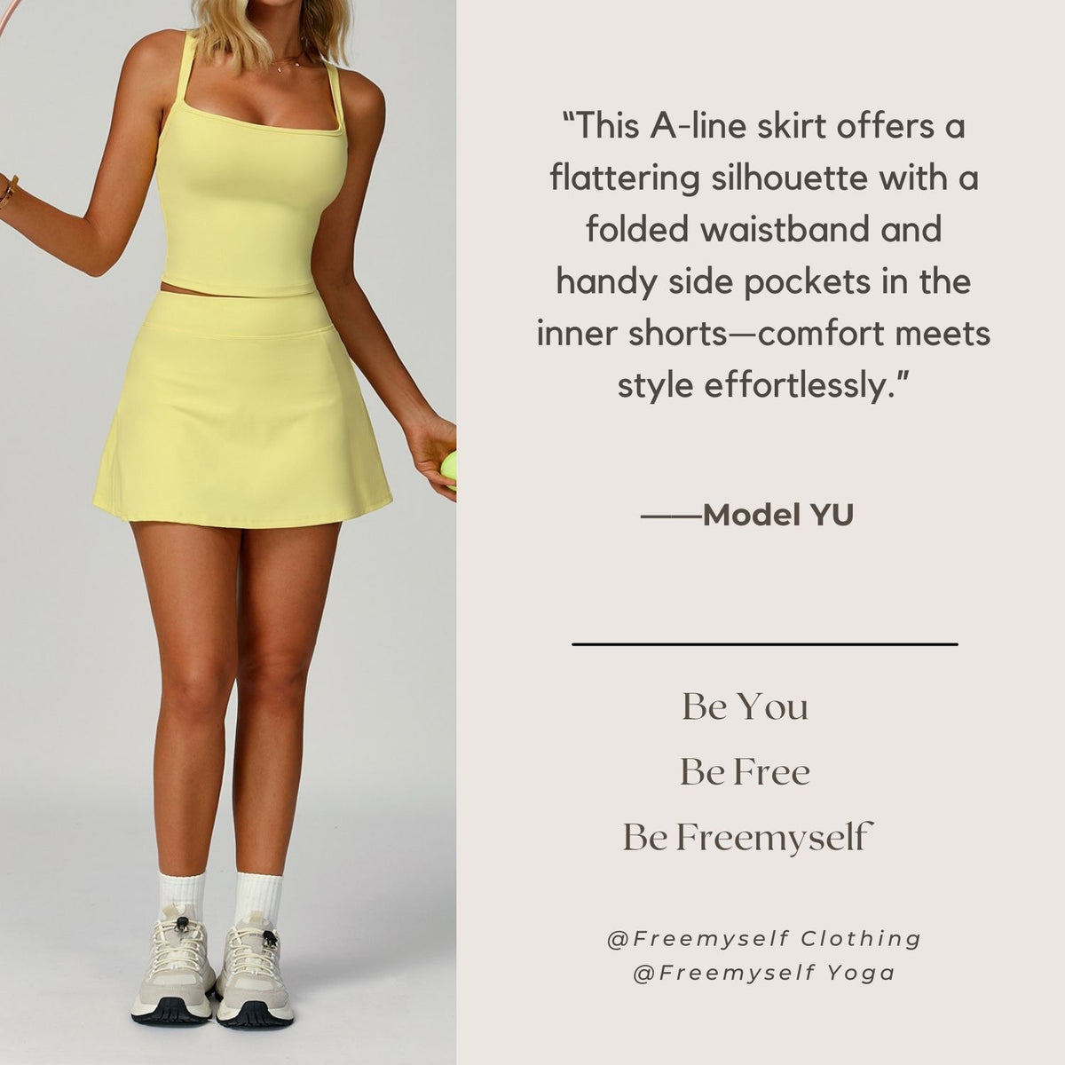 Freemyself High-Waisted Sports Skirt Anti-Exposure Nude-Feel Summer Skirt Pocketed Premium-Feel Skirt