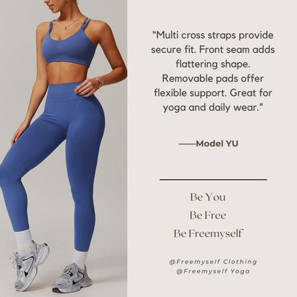 Freemyself Cross-Back Yoga Sports Bra Bare-Skin Feel Outerwear Undergarment Outdoor Running Fitness Sports Vest