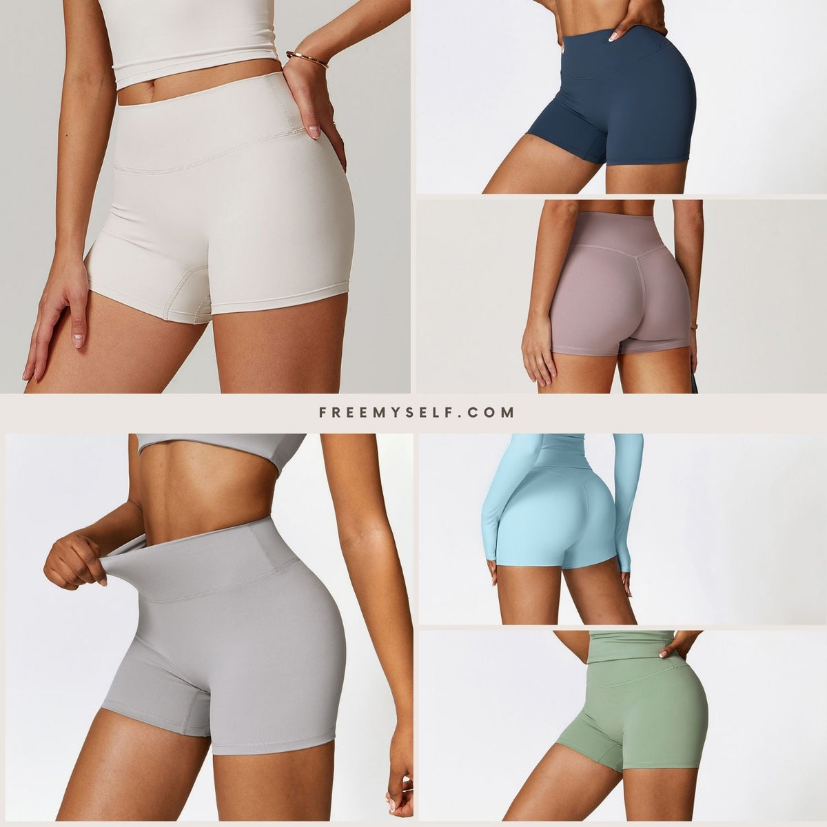 Freemyself Brushed Fleece-Lined Yoga Shorts for Women High-Waisted Tummy-Control Fitness Pants Butt-Lifting Running Shorts