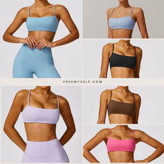 Underwear Strapless Yoga Bra with Beautiful Back Design Nude-Feel Quick-Dry Sports Bra Tight-Fitting Fitness Top