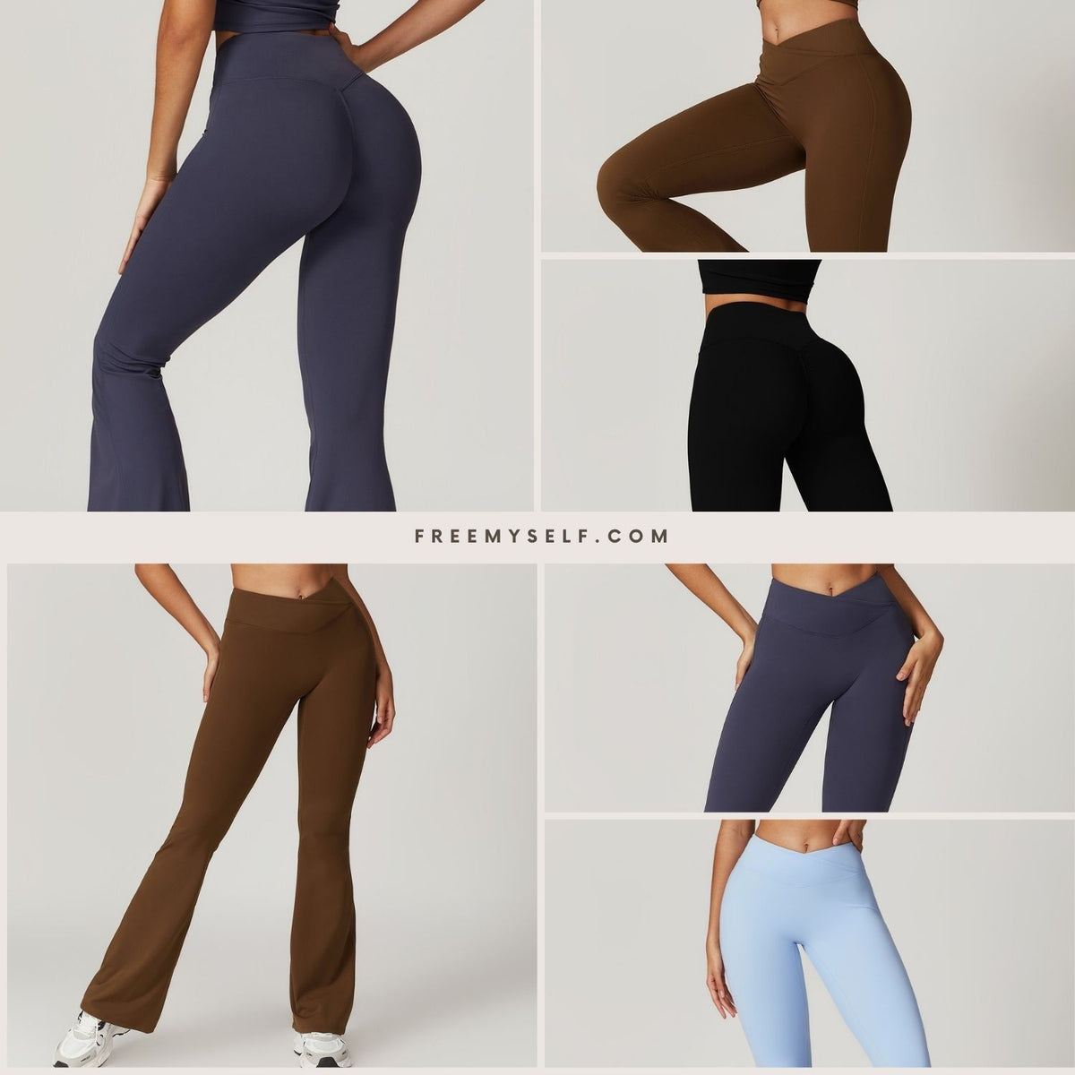 Freemyself recycled Flared Yoga Pants - Women's Naked Feel High-Waist with Butt Lift Tech | Quick-Dry Wide Leg Lounge