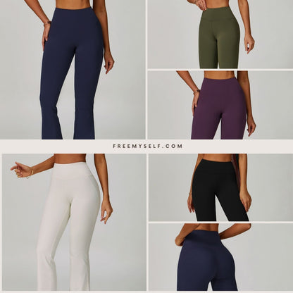 Freemyself Cloud-Sensitive Athletic Pants High-Waisted, Butt-Lifting, Wide-Leg, Outerwear Bell-Bottom Running Pants Casual Bell-Bottom Athletic Pants