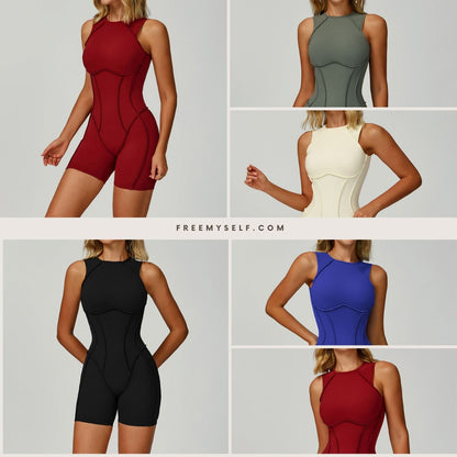 Freemyself Brushed Fleece One-Piece Yoga Suit Fashionable Backless Design with Sculpted Silhouette Women's Running & Fitness Wear
