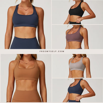 Bareback Yoga Sports Bra Quick-Dry Athletic Top Running Shock-Absorbing Fitness Bra