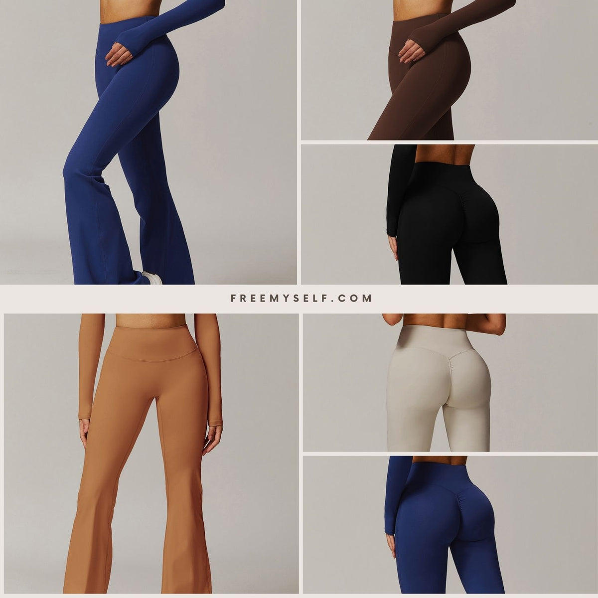 Freemyself Women's Skinny Yoga Pants - Slightly Flared Wide-Leg Running Athletic Pants with High Waist for Fitness