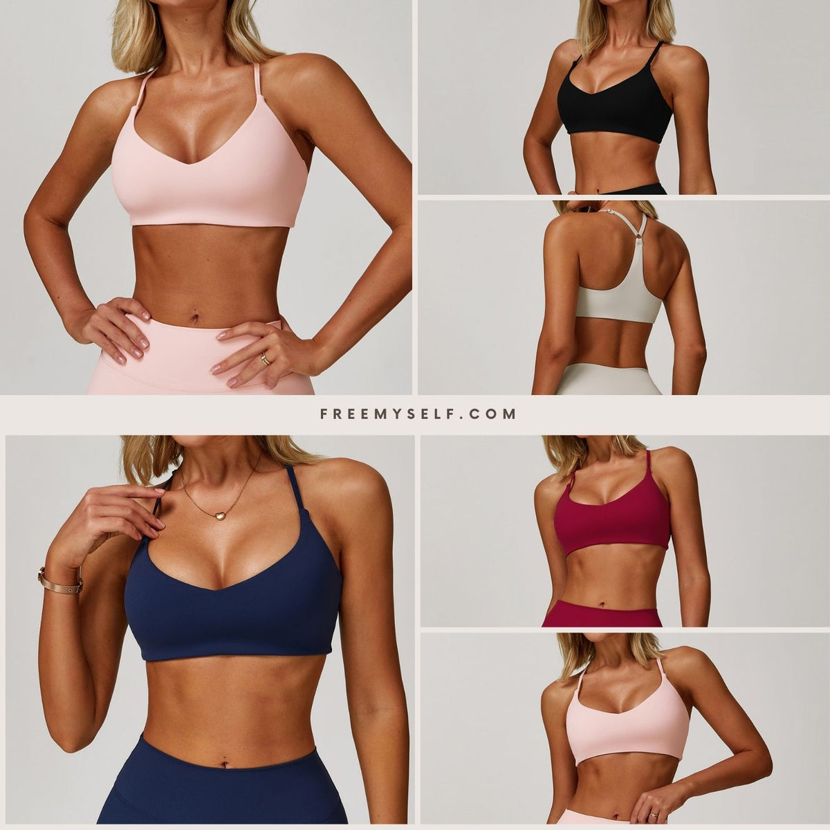 Freemyself Brushed Yoga Bra for Women - Fitted Backless Fitness Yoga Wear for Running and Exercise Sports Bra