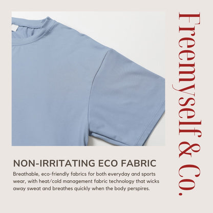 Freemyself Brushed-Back Short-Sleeve Sports Top Comfortable Crew Neck Cropped T-Shirt Fitness Running Yoga Wear
