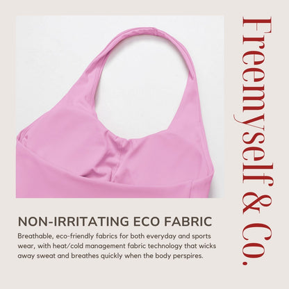 Freemyself Bare-Skin Yoga Tank Top Back-Flattering Quick-Dry Halter Neck Sports Bra Running Fitness Workout Tank Top