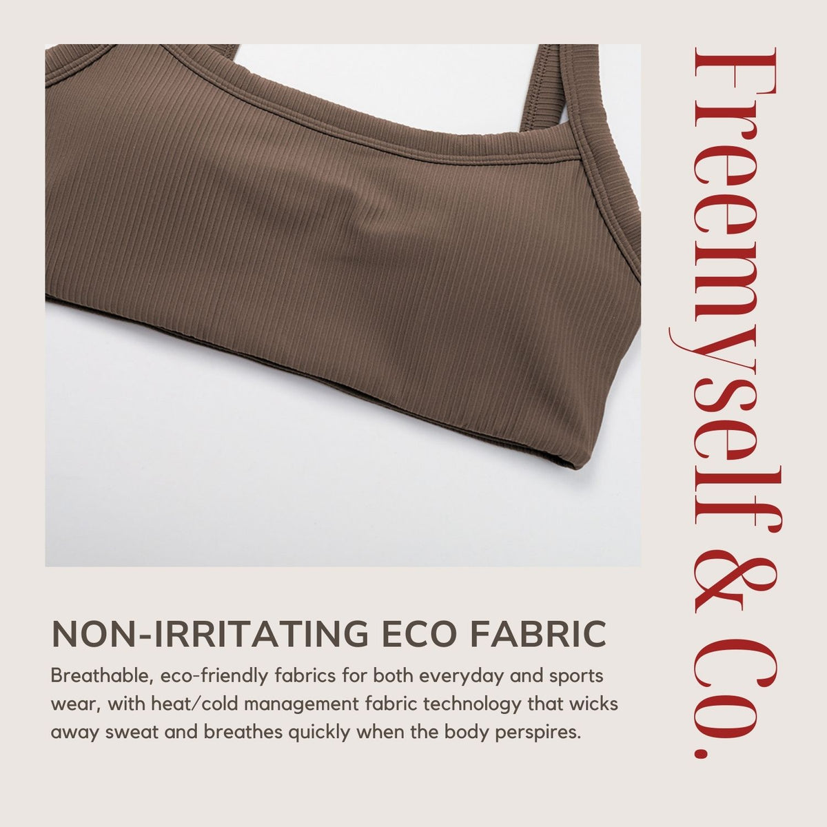 Freemyself Double-Strap Ribbed Yoga Bra with Cutout Back, Form-Fitting Sports Top for Outerwear, Running & Fitness Wear